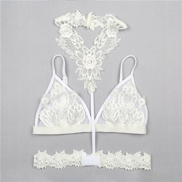 Floral Embroidered Lace Intimates Set