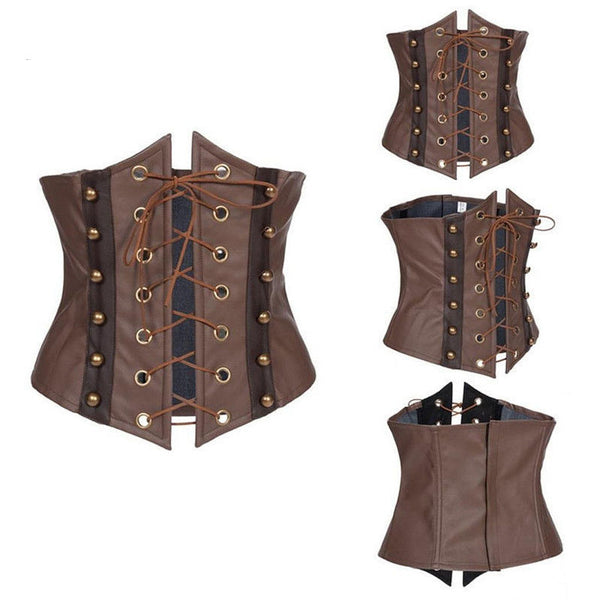 Brown Underbust Lace Up Corset